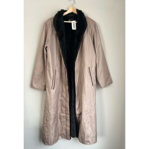 Vintage 1970s Claude Havrey Paris Fur Lined Trench Coat Size XL